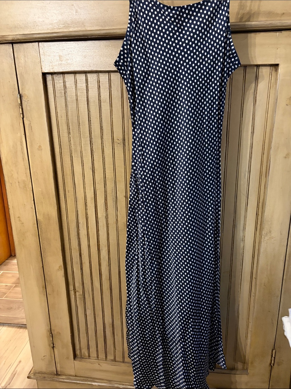LOFT Navy and White Polka Dot Maxi Dress
